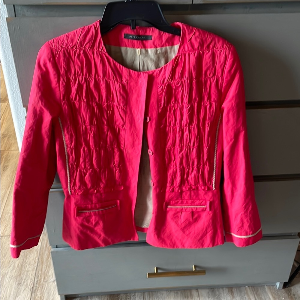 Elie Tahari Hot Pink Textured Cropped Blazer